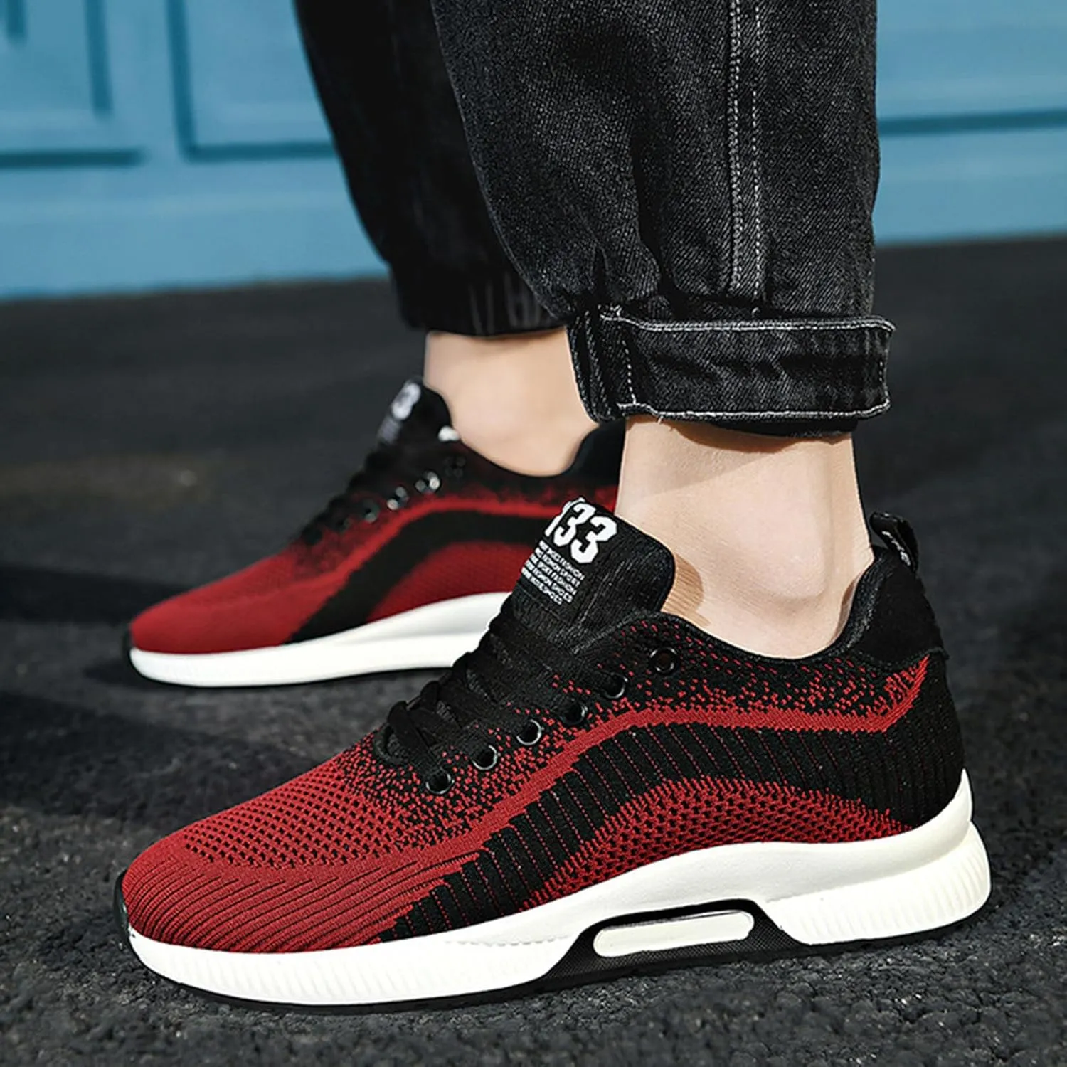 Mens Slip On Sneakers Non Slip Walking Shoes Lightweight Athletic Shoes Casual Running Shoe Increase Height 6/8/10CM