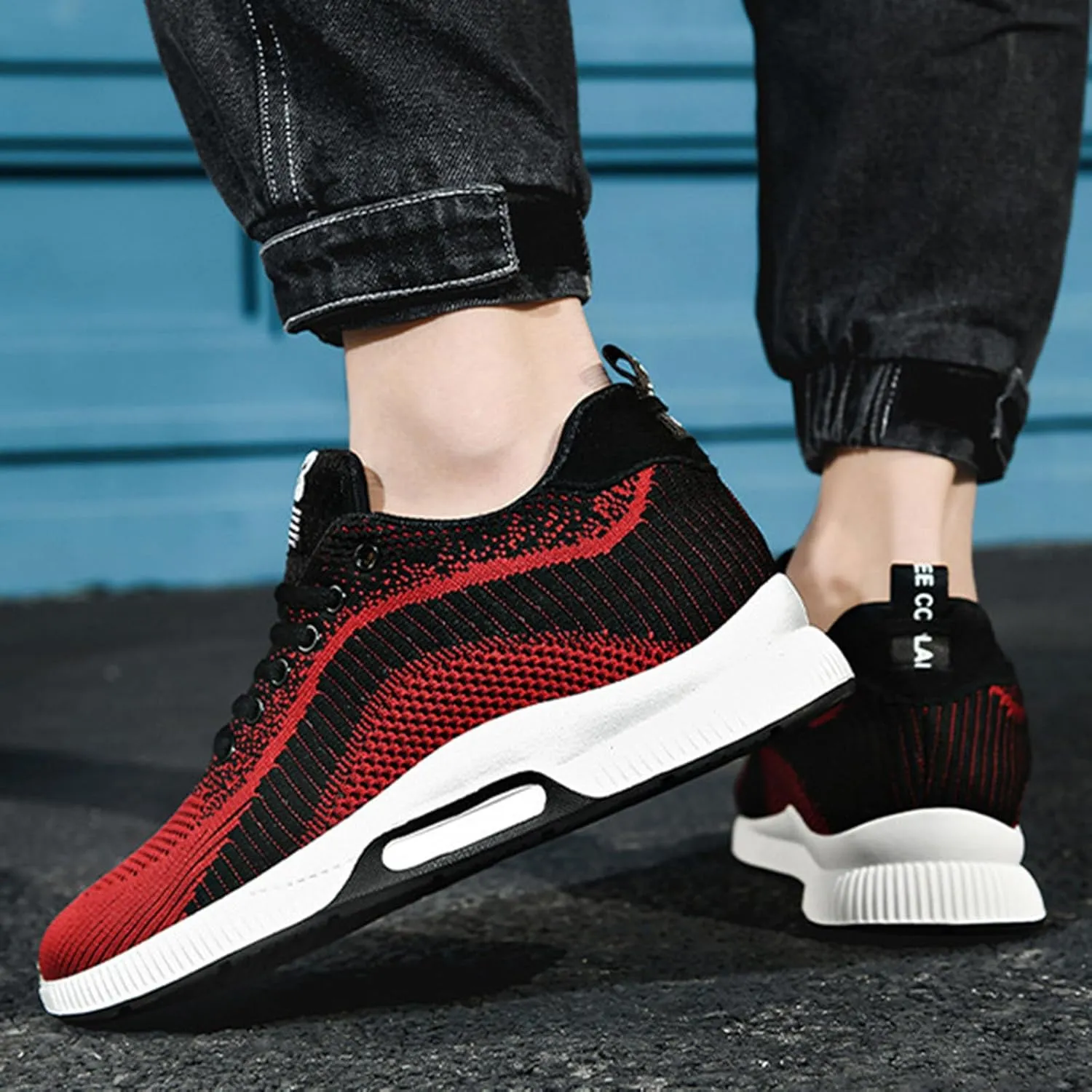 Mens Slip On Sneakers Non Slip Walking Shoes Lightweight Athletic Shoes Casual Running Shoe Increase Height 6/8/10CM