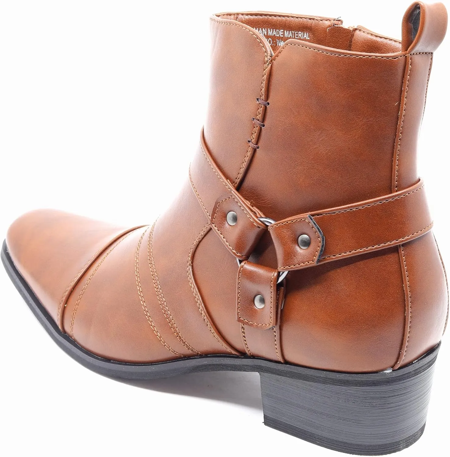 Metrocharm Men's Casual Belt Strap Studded Western Cowboy Shoes Boots WESTERN-01