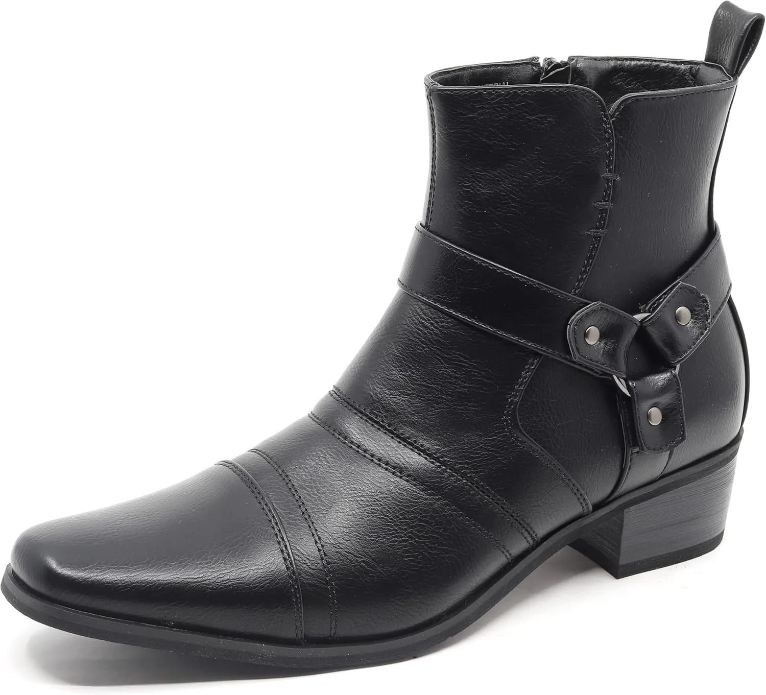 Metrocharm Men's Casual Belt Strap Studded Western Cowboy Shoes Boots WESTERN-01