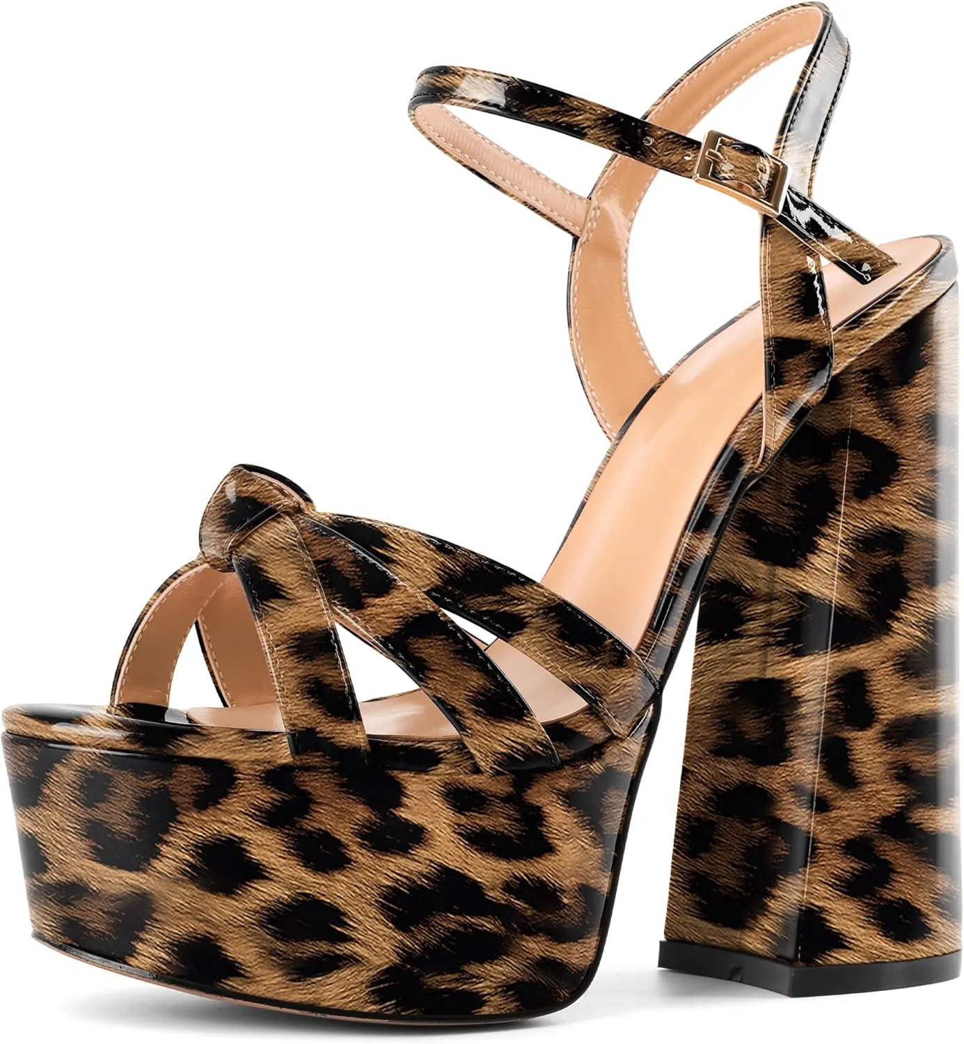 Mettesally Women's Chunky Platform Heels Heeled Sandals Open Toe Ankle Strap Sandals Summer Dress Shoes
