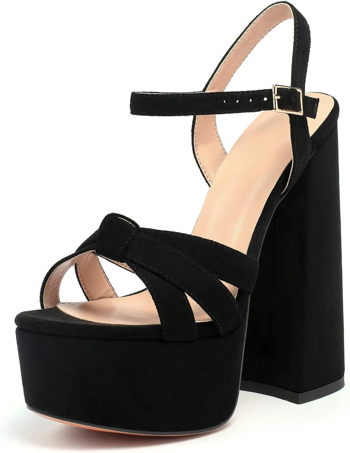 Mettesally Women's Chunky Platform Heels Heeled Sandals Open Toe Ankle Strap Sandals Summer Dress Shoes