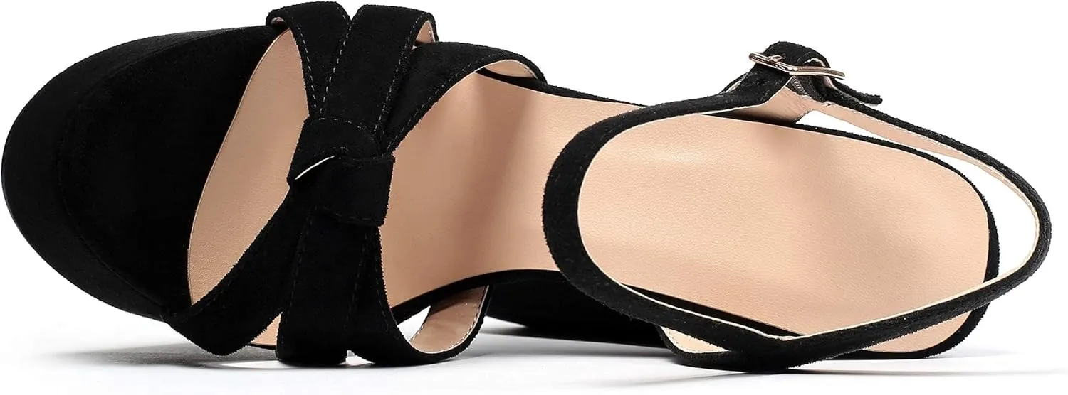 Mettesally Women's Chunky Platform Heels Heeled Sandals Open Toe Ankle Strap Sandals Summer Dress Shoes