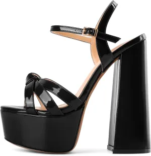 Mettesally Women's Chunky Platform Heels Heeled Sandals Open Toe Ankle Strap Sandals Summer Dress Shoes