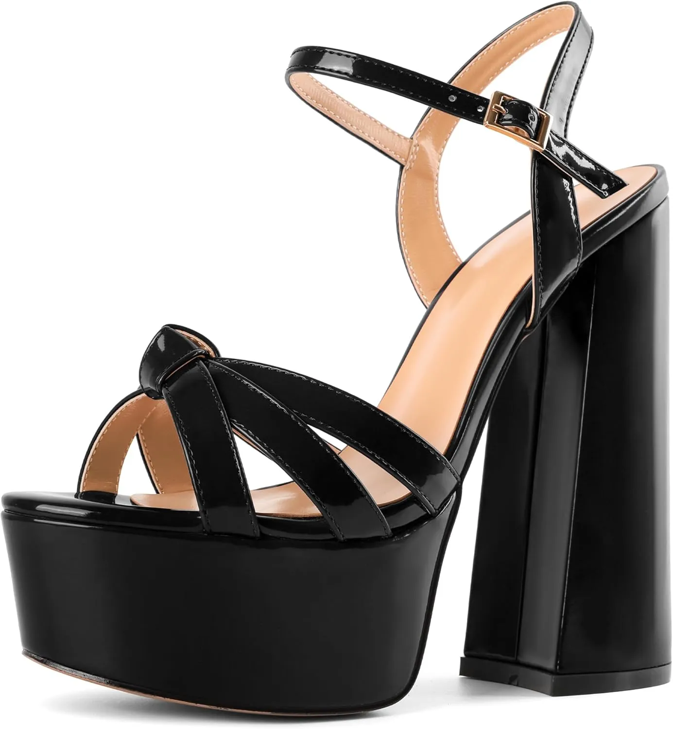 Mettesally Women's Chunky Platform Heels Heeled Sandals Open Toe Ankle Strap Sandals Summer Dress Shoes