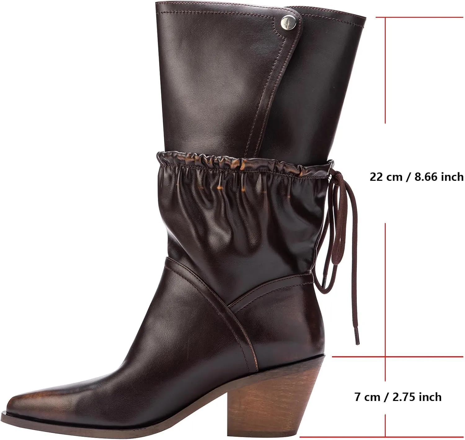 Mid-calf Boots for Women Biker Motorcycle Riding Boots Fold Over Block Western Ankle Boots Chunky Heel Shark Boots