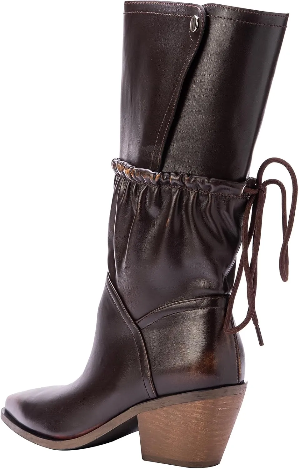 Mid-calf Boots for Women Biker Motorcycle Riding Boots Fold Over Block Western Ankle Boots Chunky Heel Shark Boots