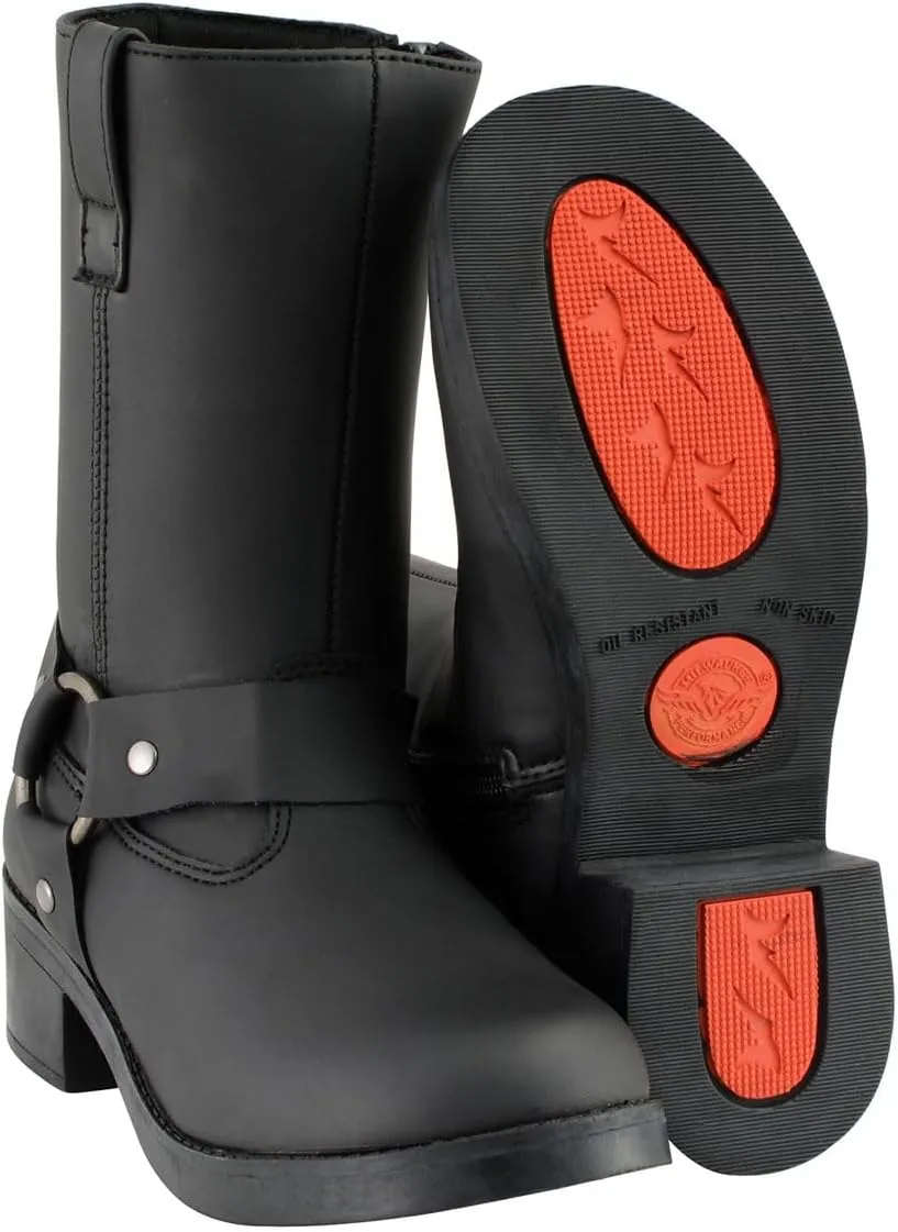 Milwaukee Leather MBK9280 Boys Classic Black Harness Biker Boots