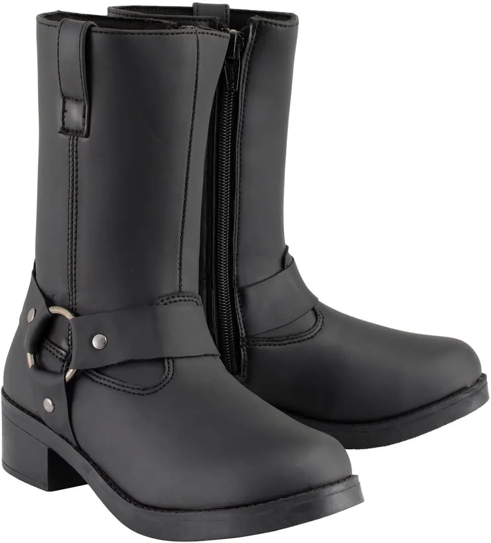 Milwaukee Leather MBK9280 Boys Classic Black Harness Biker Boots