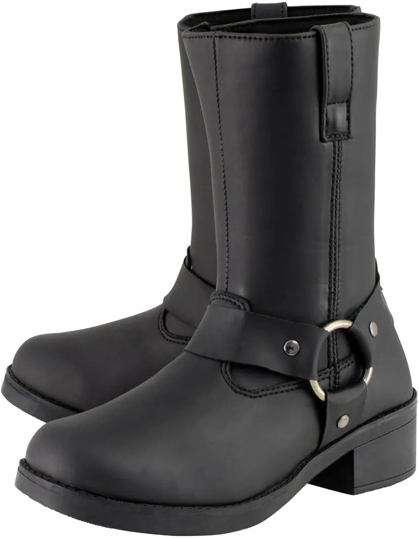 Milwaukee Leather MBK9280 Boys Classic Black Harness Biker Boots