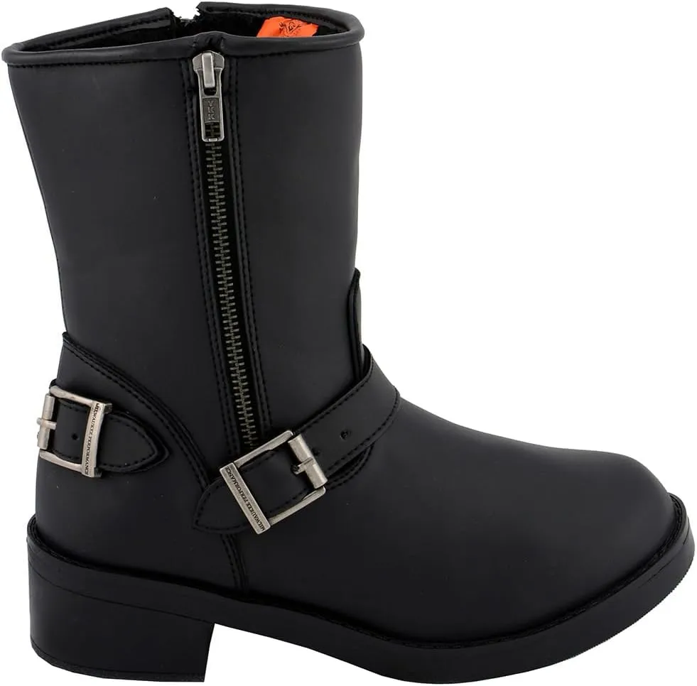 Milwaukee Leather MBL9475 Women's Classic Black Engineer Style Fashion Motorcycle Riding Boots w/Side Zipper - 9