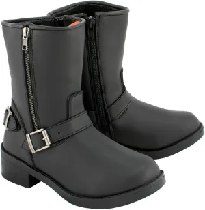 Milwaukee Leather MBL9475 Women's Classic Black Engineer Style Fashion Motorcycle Riding Boots w/Side Zipper - 9