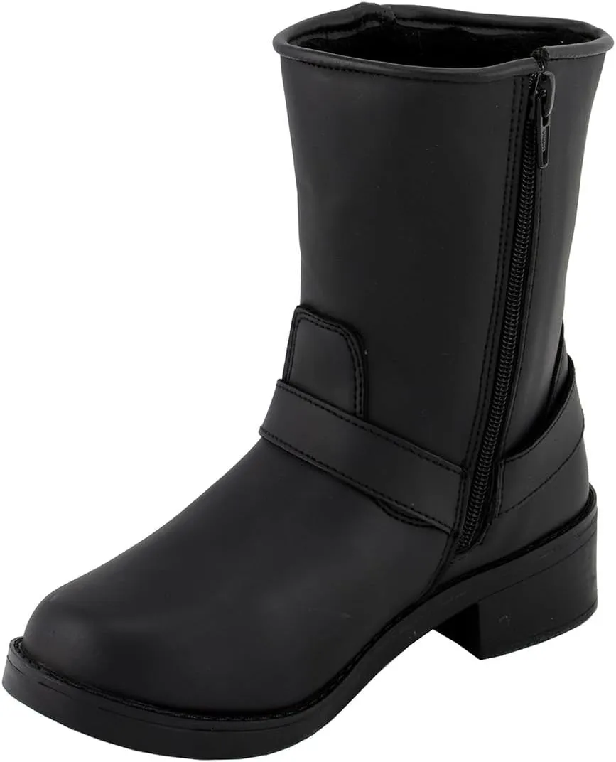 Milwaukee Leather MBL9475 Women's Classic Black Engineer Style Fashion Motorcycle Riding Boots w/Side Zipper - 9