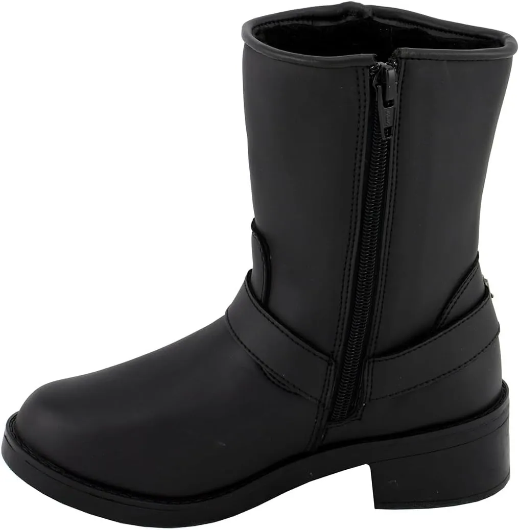 Milwaukee Leather MBL9475 Women's Classic Black Engineer Style Fashion Motorcycle Riding Boots w/Side Zipper - 9