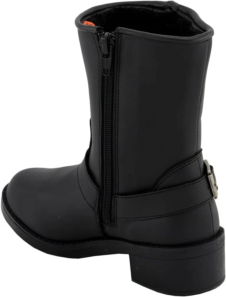 Milwaukee Leather MBL9475 Women's Classic Black Engineer Style Fashion Motorcycle Riding Boots w/Side Zipper - 9