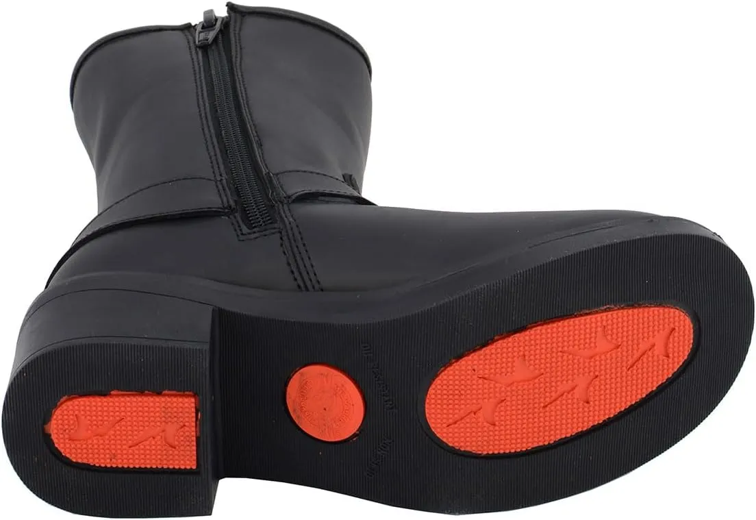Milwaukee Leather MBL9475 Women's Classic Black Engineer Style Fashion Motorcycle Riding Boots w/Side Zipper - 9
