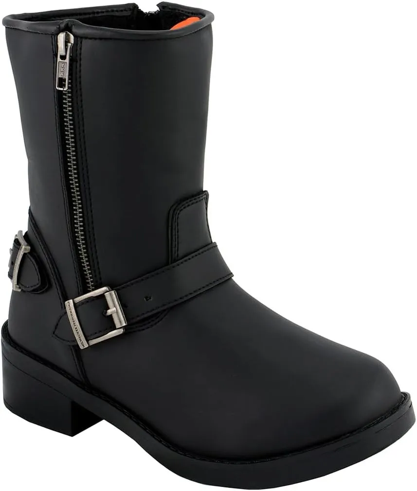 Milwaukee Leather MBL9475 Women's Classic Black Engineer Style Fashion Motorcycle Riding Boots w/Side Zipper - 9