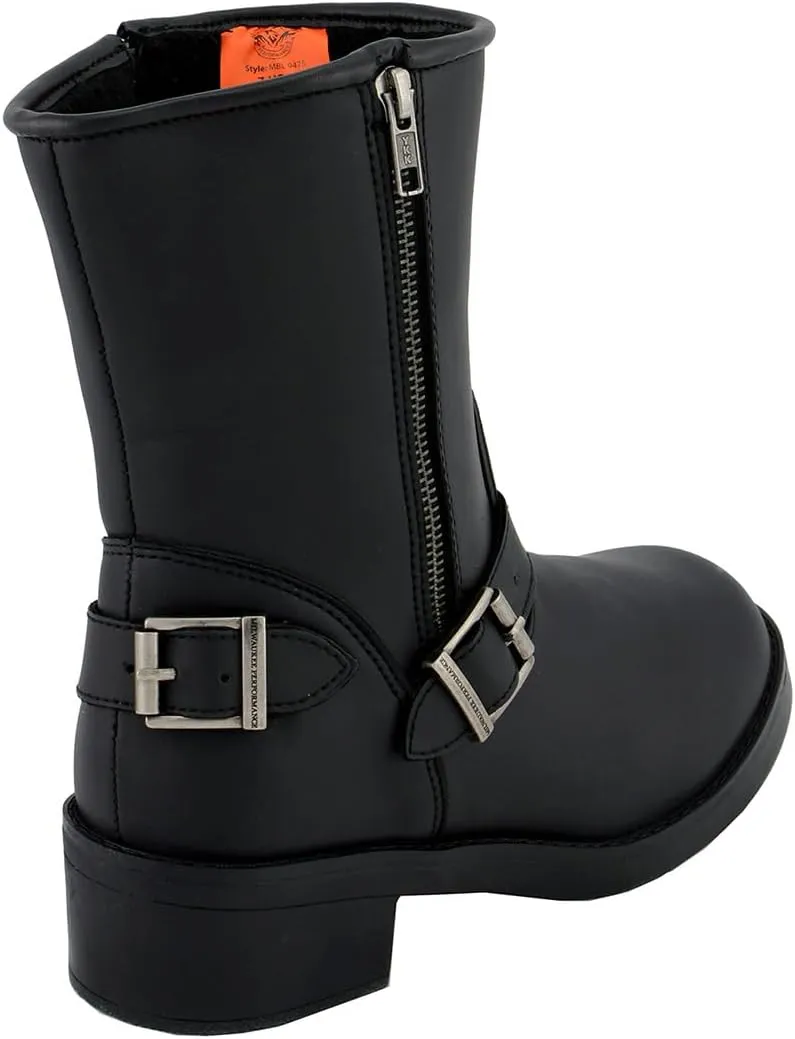 Milwaukee Leather MBL9475 Women's Classic Black Engineer Style Fashion Motorcycle Riding Boots w/Side Zipper - 9