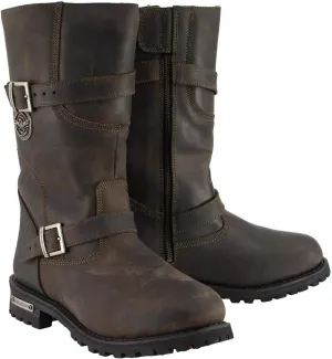Milwaukee Leather MBM9063 Men's Classic Distressed Brown Leather Motorcycle Engineer Riding Biker Boots - 9.5