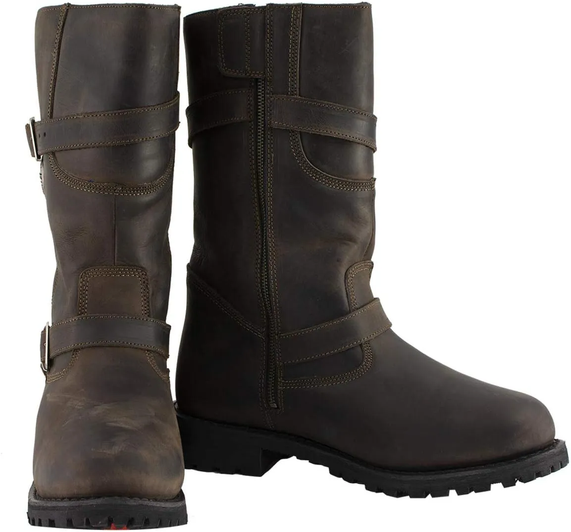 Milwaukee Leather MBM9063 Men's Classic Distressed Brown Leather Motorcycle Engineer Riding Biker Boots - 9.5