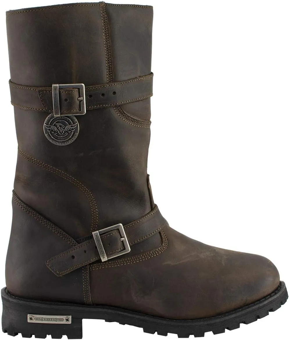 Milwaukee Leather MBM9063 Men's Classic Distressed Brown Leather Motorcycle Engineer Riding Biker Boots - 9.5