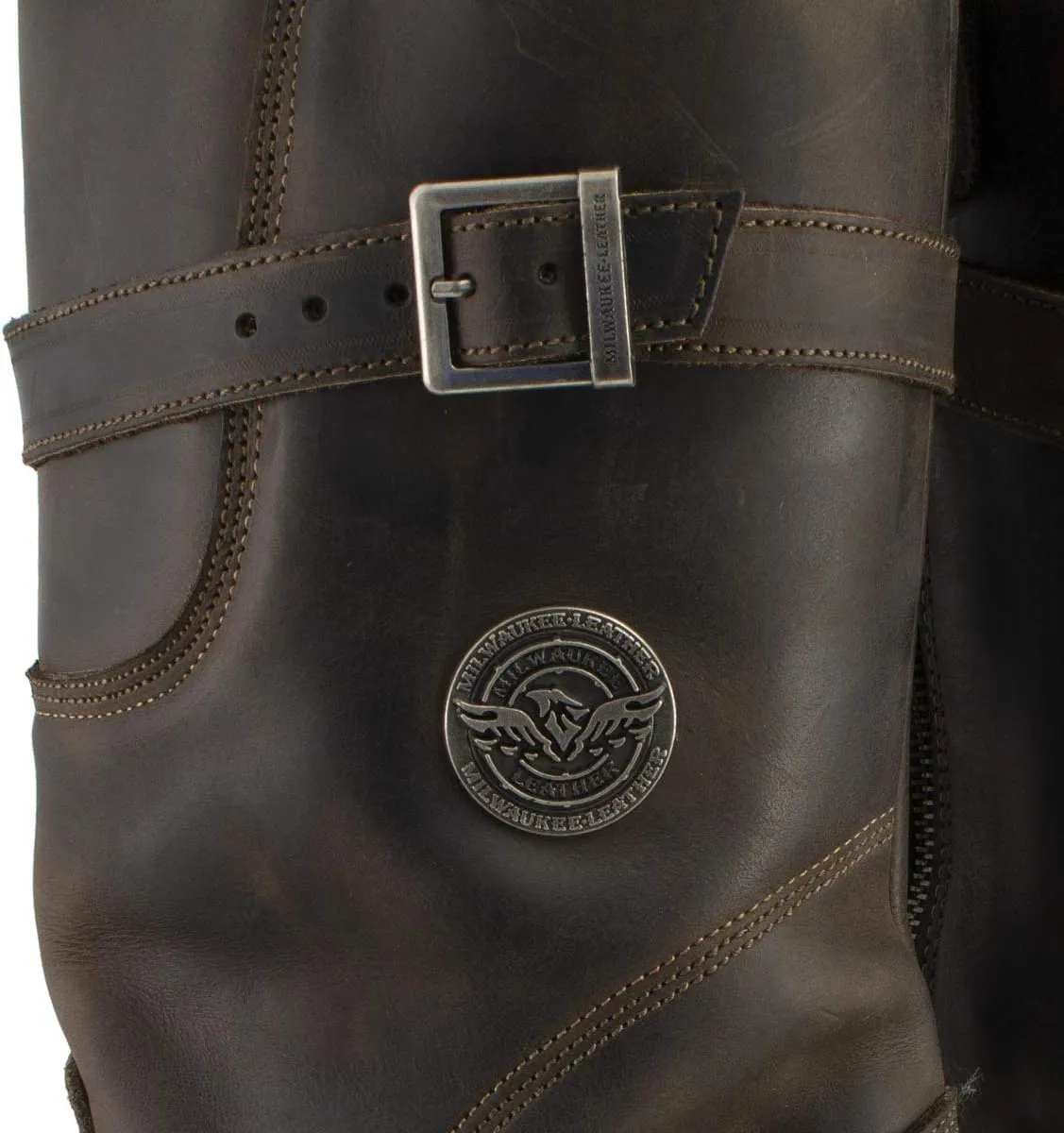 Milwaukee Leather MBM9063 Men's Classic Distressed Brown Leather Motorcycle Engineer Riding Biker Boots - 9.5