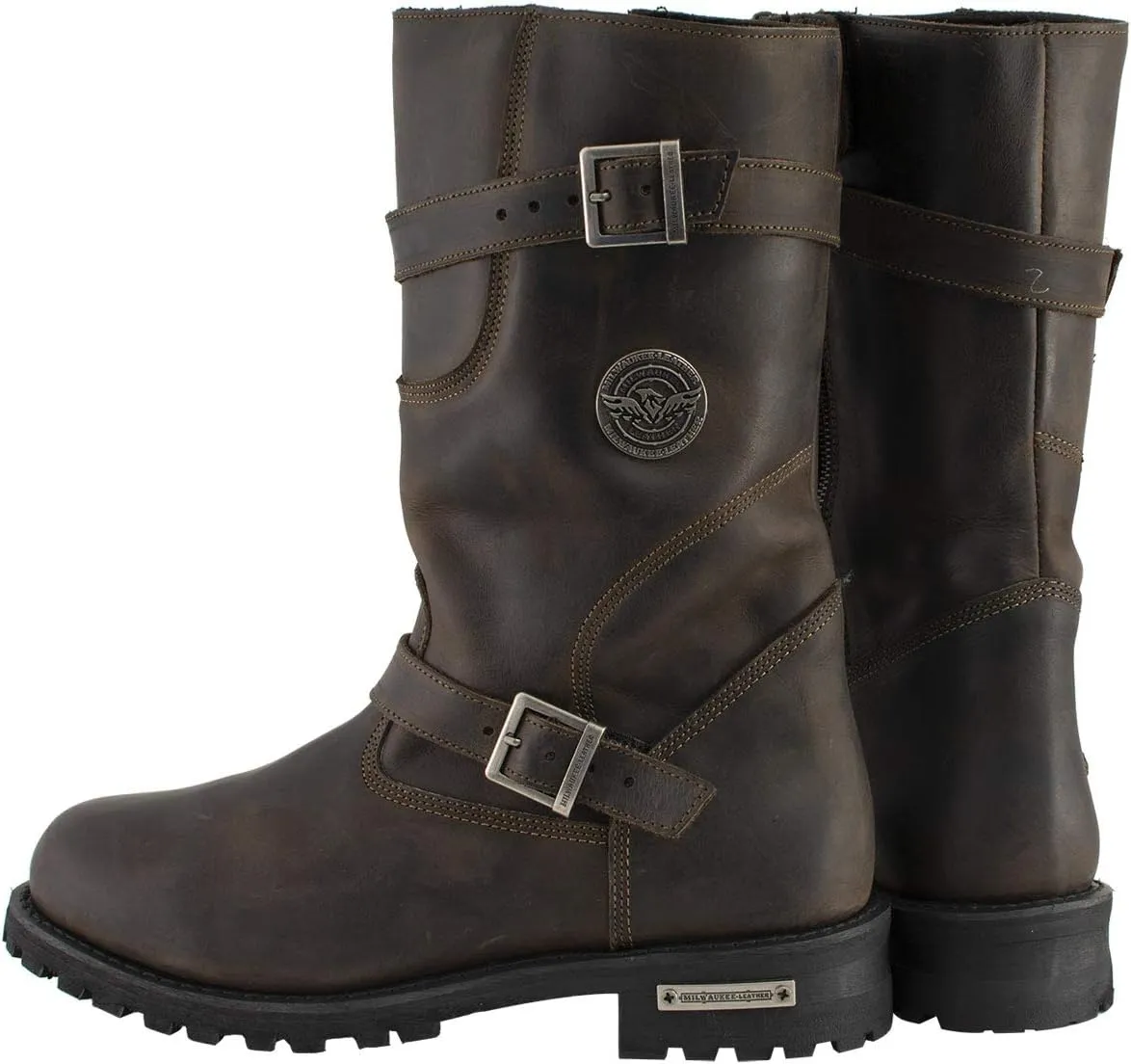 Milwaukee Leather MBM9063 Men's Classic Distressed Brown Leather Motorcycle Engineer Riding Biker Boots - 9.5