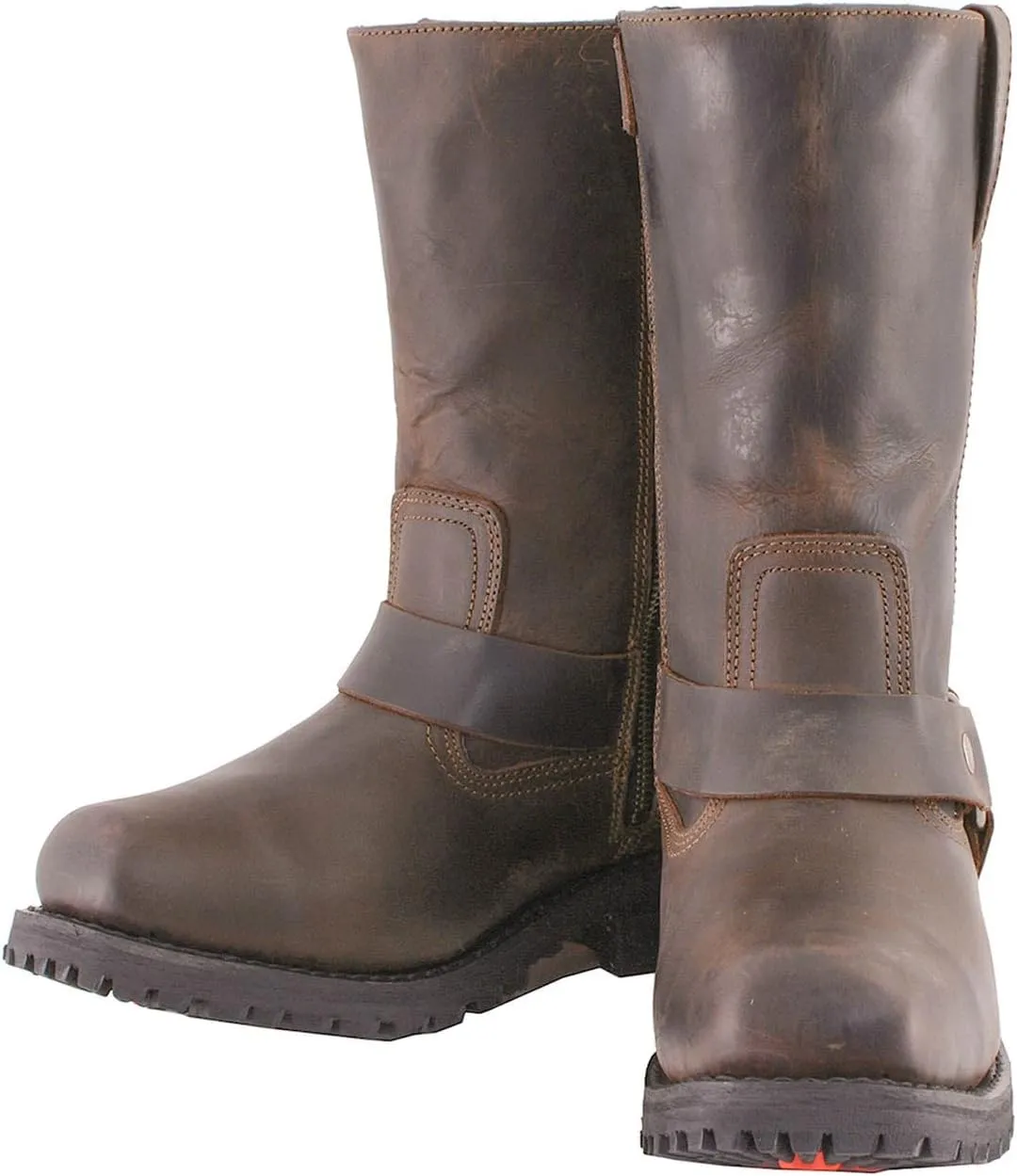 Milwaukee Leather Men's Classic 11-Inch Dark Brown Leather Harness Square Toe Motorcycle Boots MBM9062-10.5