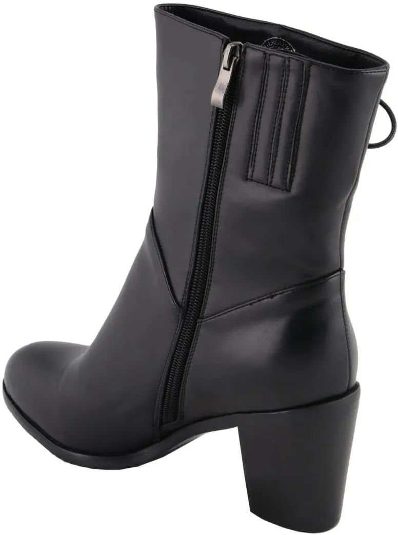 Milwaukee Leather Women's Black Lace-Side Fashion Motorcycle Riding Boots MBL9436