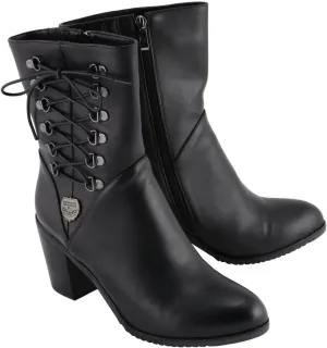 Milwaukee Leather Women's Black Lace-Side Fashion Motorcycle Riding Boots MBL9436