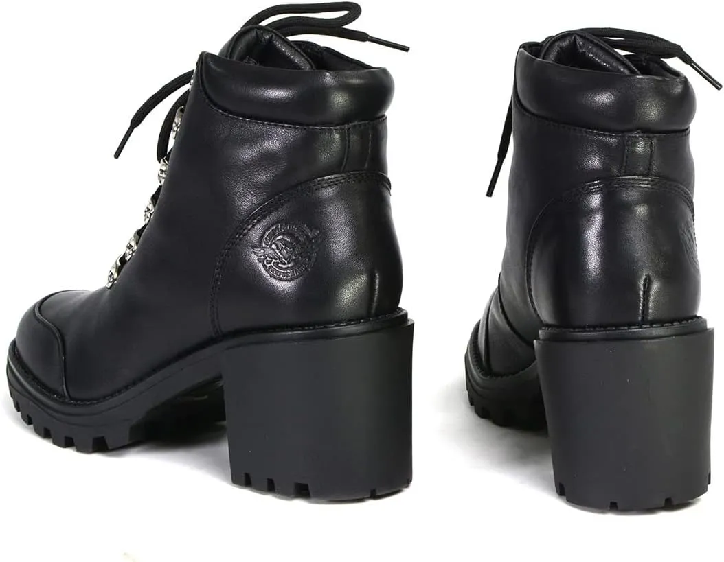 Milwaukee Leather Women's Premium Leather Classic Casual Fashion Biker Motorcycle Boots Collection - 9