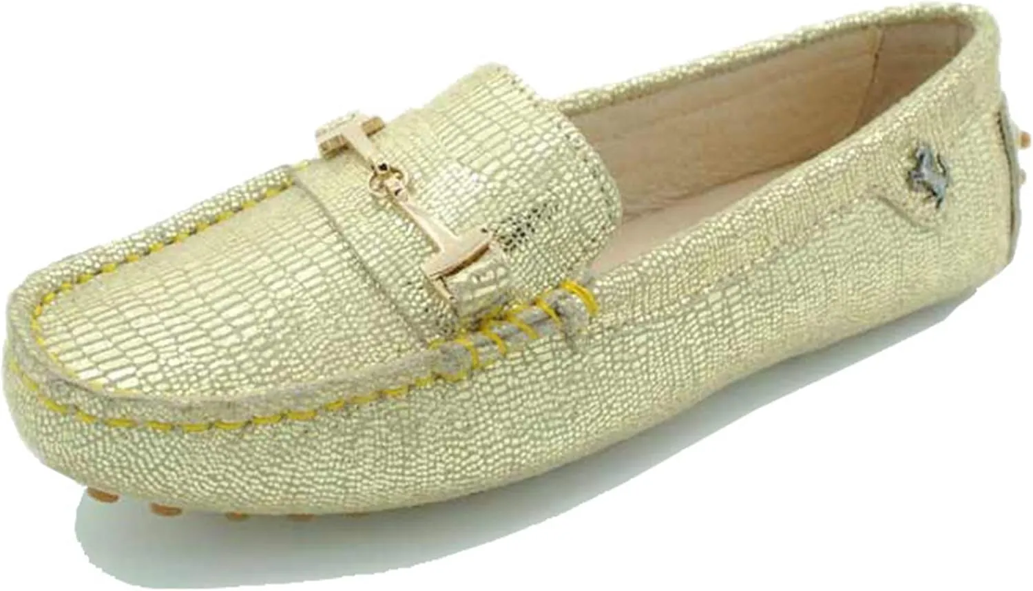 Minishion Loafers for Women Metallic Buckle Driving Shoes YB96015