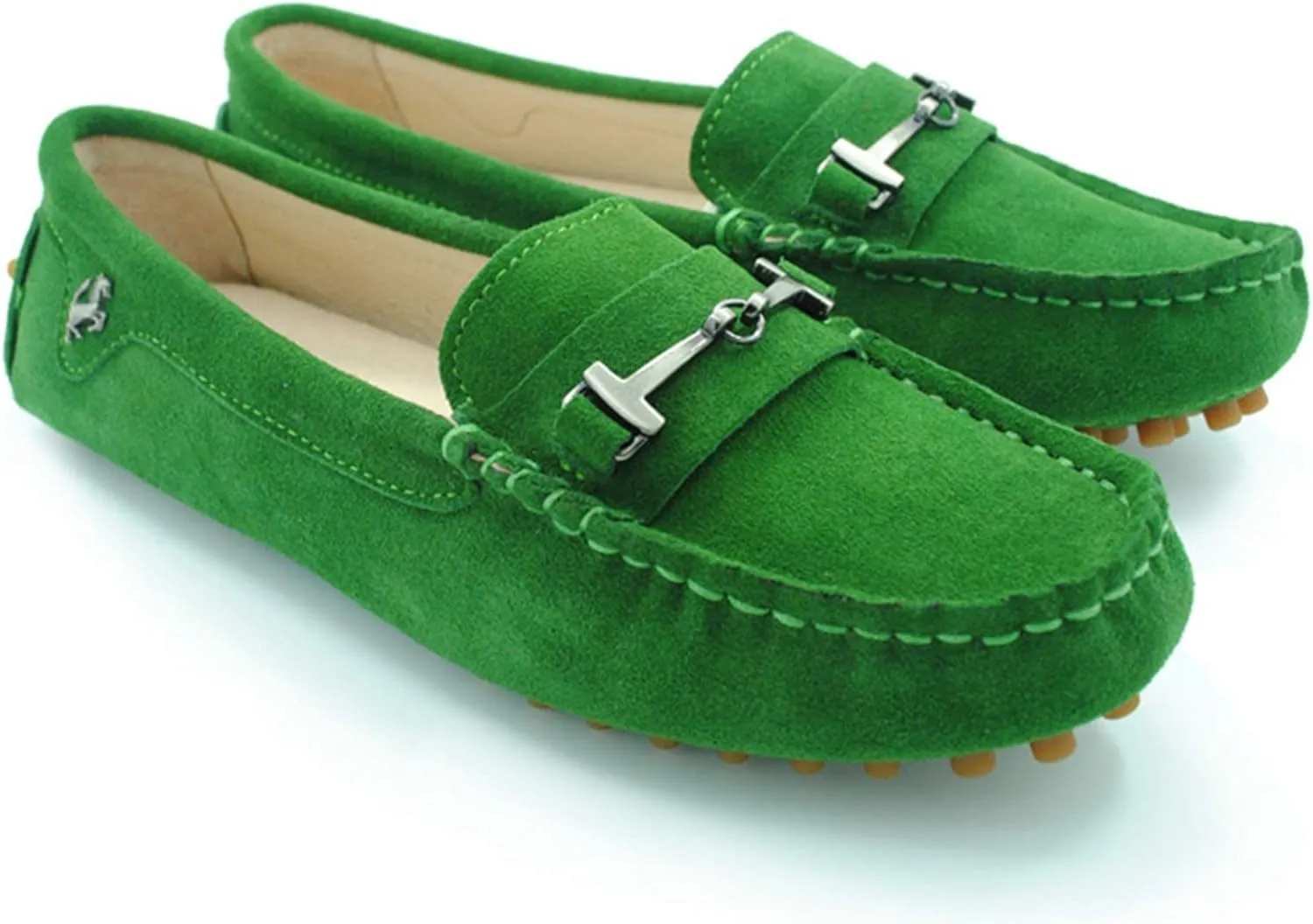 Minishion Loafers for Women Metallic Buckle Driving Shoes YB96015