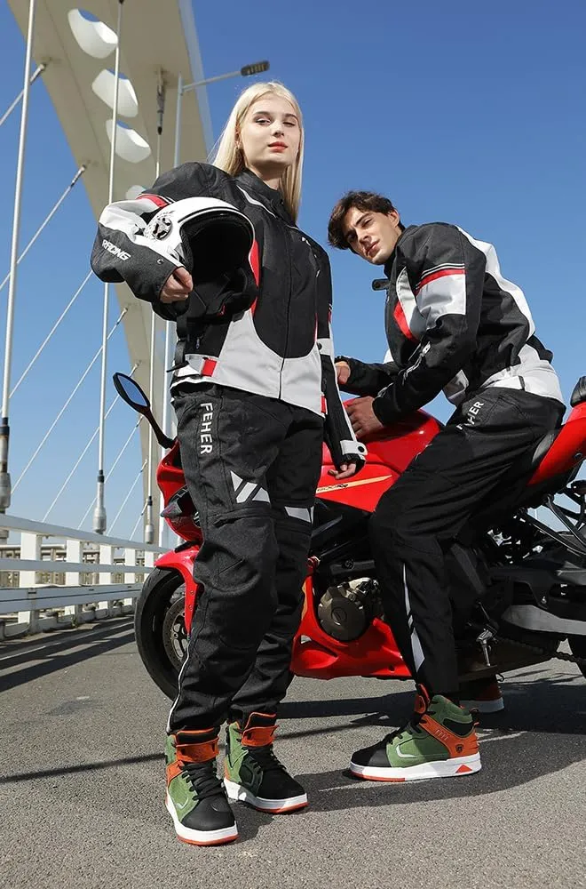 Motorcycle Leather Boots,Street Riding Shoes,Anti-Slip Side Zipper Shoes for Men and Women