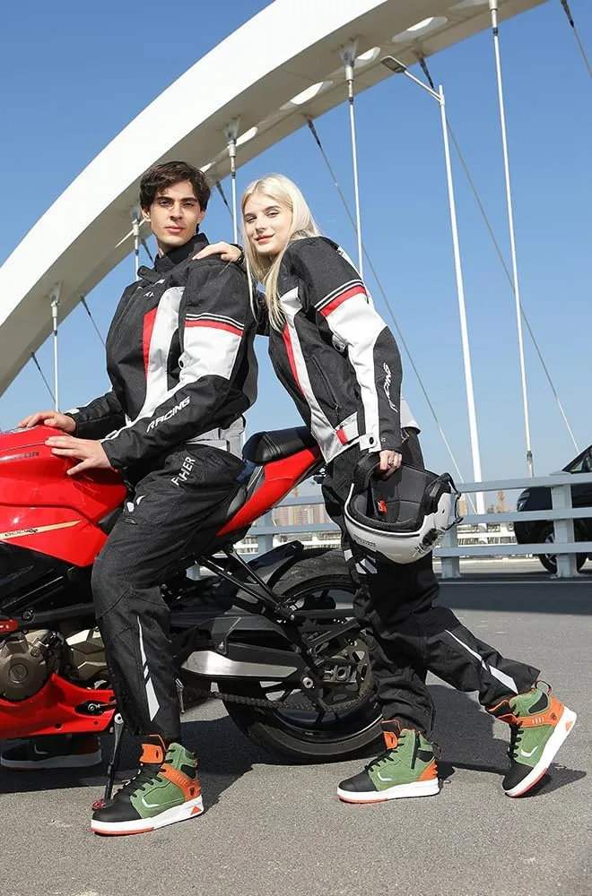 Motorcycle Leather Boots,Street Riding Shoes,Anti-Slip Side Zipper Shoes for Men and Women