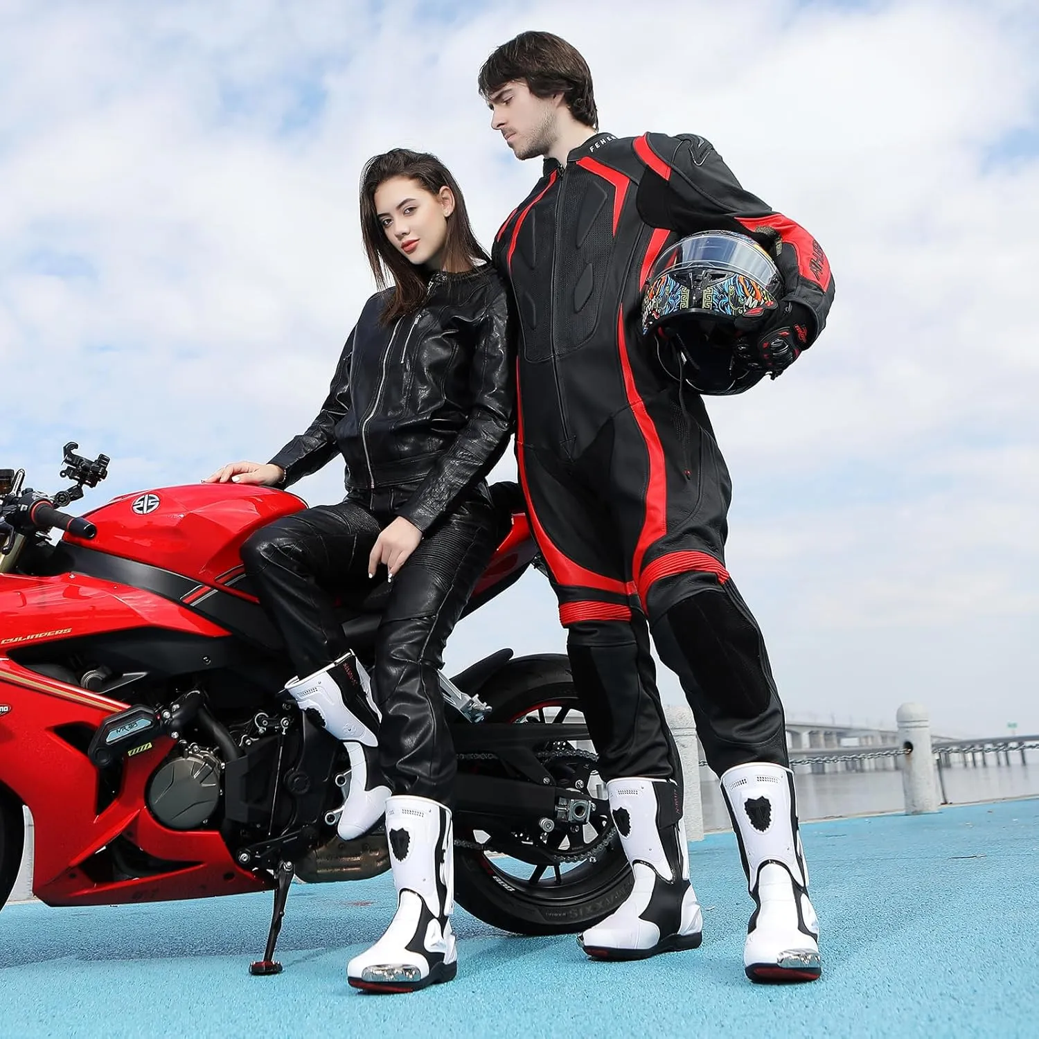 Motorcycle Riding Boots Motorcycle Leather Boots for Women and Men Protection Anti Slip Racing Sports