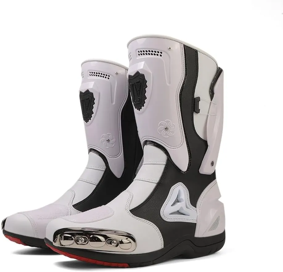 Motorcycle Riding Boots Motorcycle Leather Boots for Women and Men Protection Anti Slip Racing Sports
