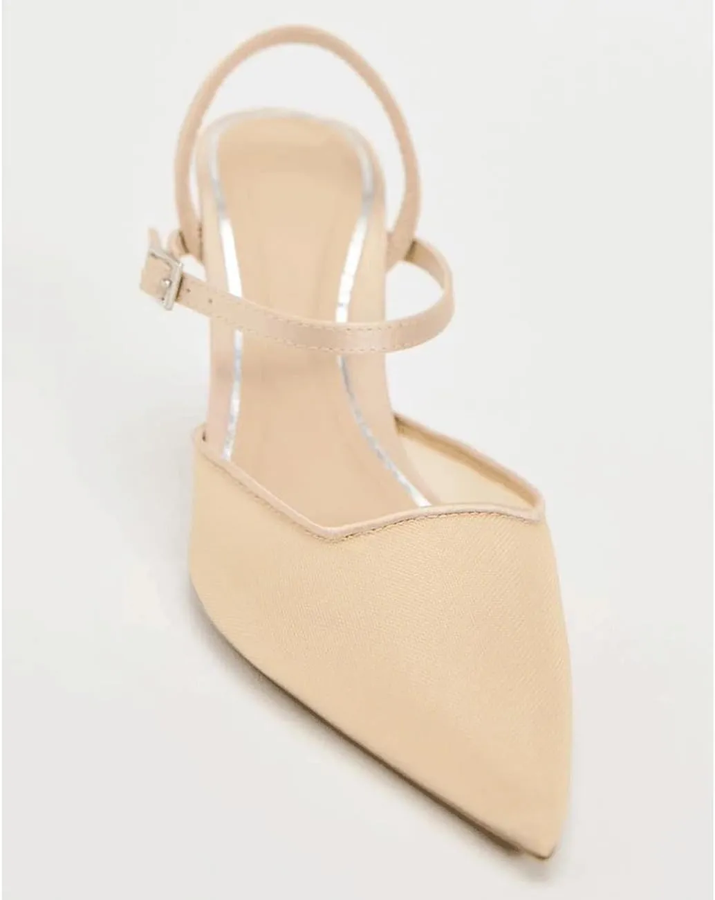 MRKEWUNEY Fashion Mesh Slingback Pumps Shoes for Women Ankle Strap Pointed Toe Pumps