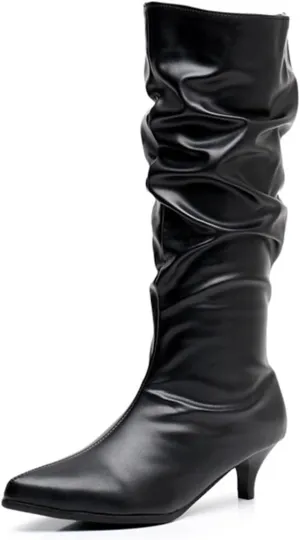 MRKEWUNEY Fashion Slouch Mid Calf Boots for Women