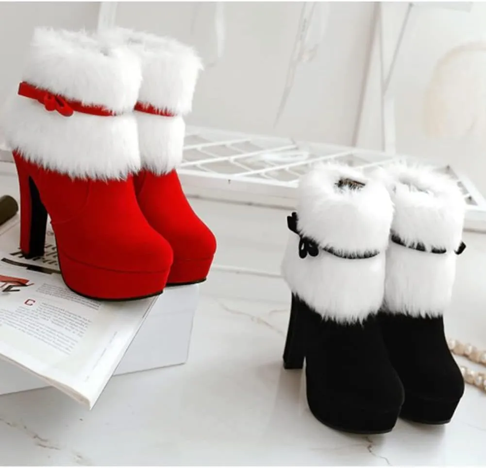 MRKEWUNEY Women's Christmas Ankle Boots