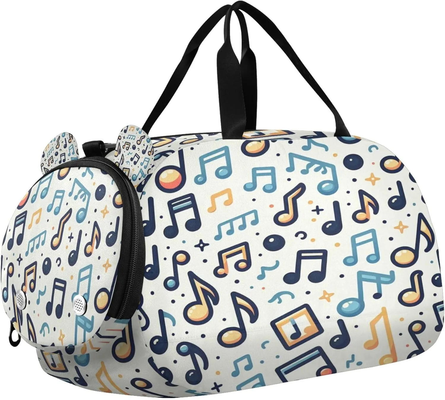 Music Note Youth Sports & Travel Duffle Bag with Shoe Compartment,Waterproof Gym Bag for Girls and Boys (Overnight Essentials Organizer)