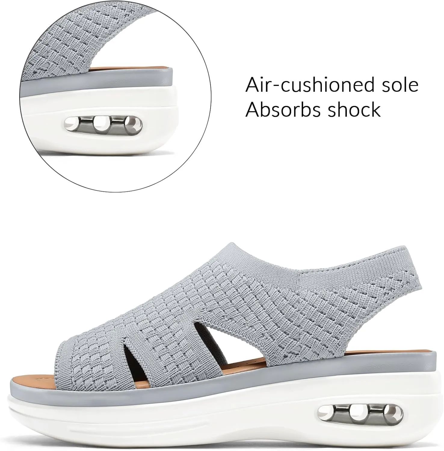 mysoft Womens Comfortable Walking Sandals Slip On Air Cushion Slingback Open Toe Platform Summer Shoes