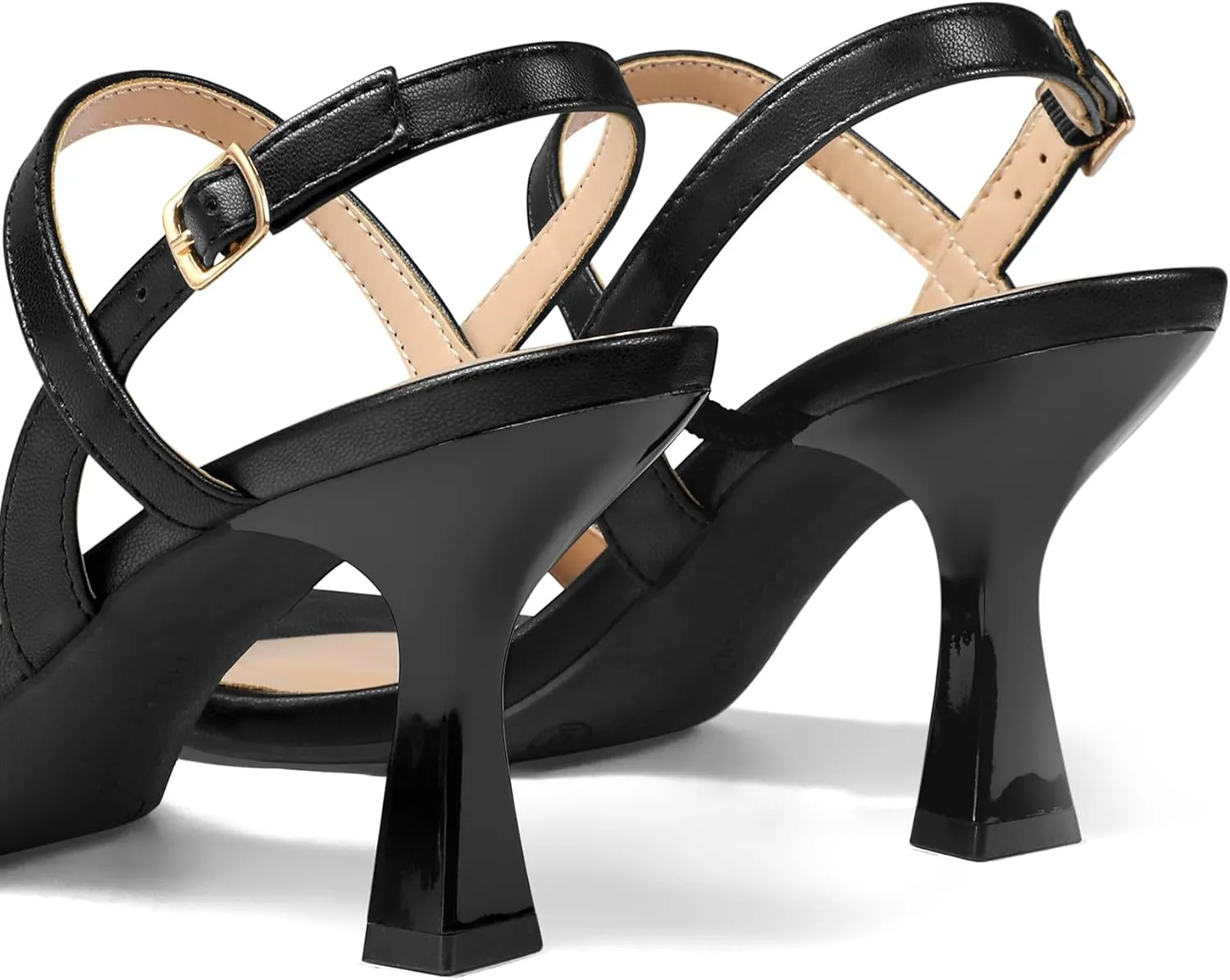 mysoft Women's Strappy Stiletto Heels Open Square Toe Ankle Strap Dress Shoes 3 Inch Kitten Heeled Sandals