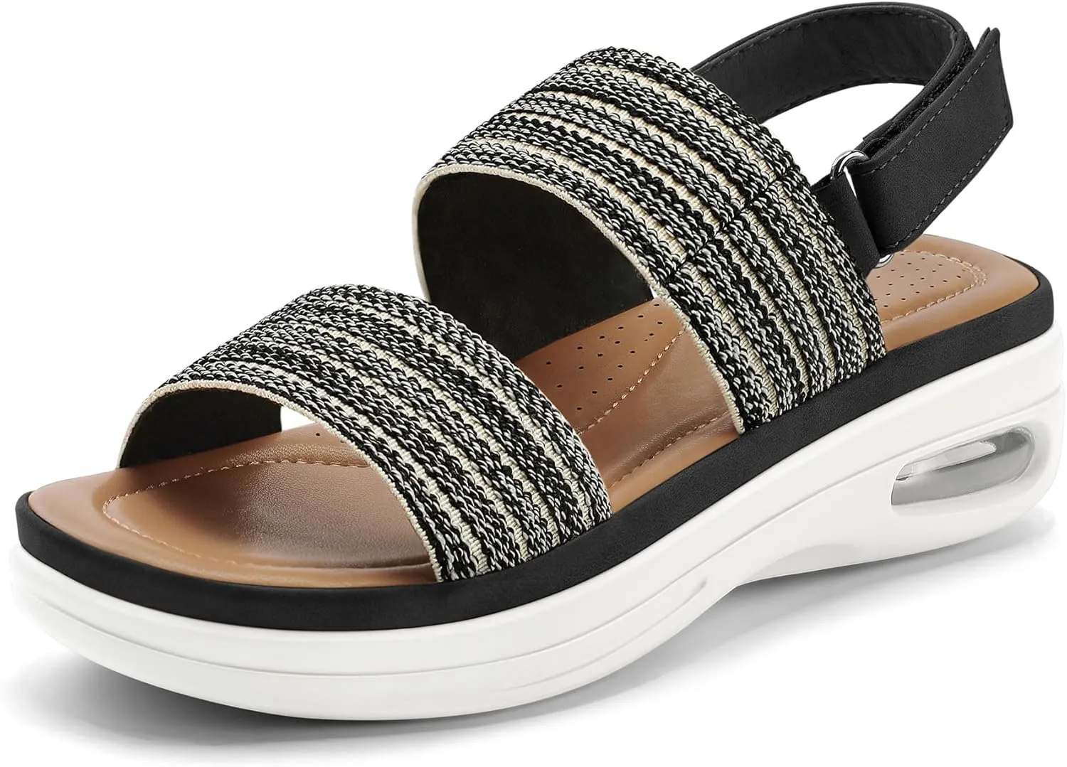 mysoft Women's Walking Sandals Comfortable Air Cushion Platform Elastic Ankle Strap Open Toe Ourdoor Summer Shoes