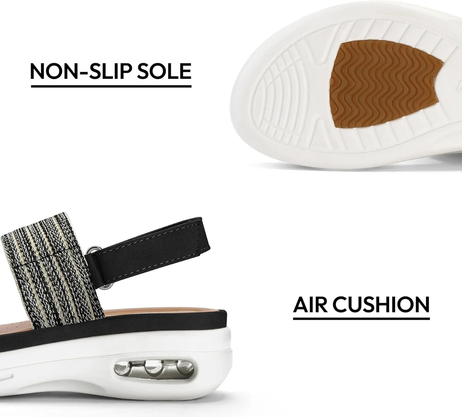 mysoft Women's Walking Sandals Comfortable Air Cushion Platform Elastic Ankle Strap Open Toe Ourdoor Summer Shoes