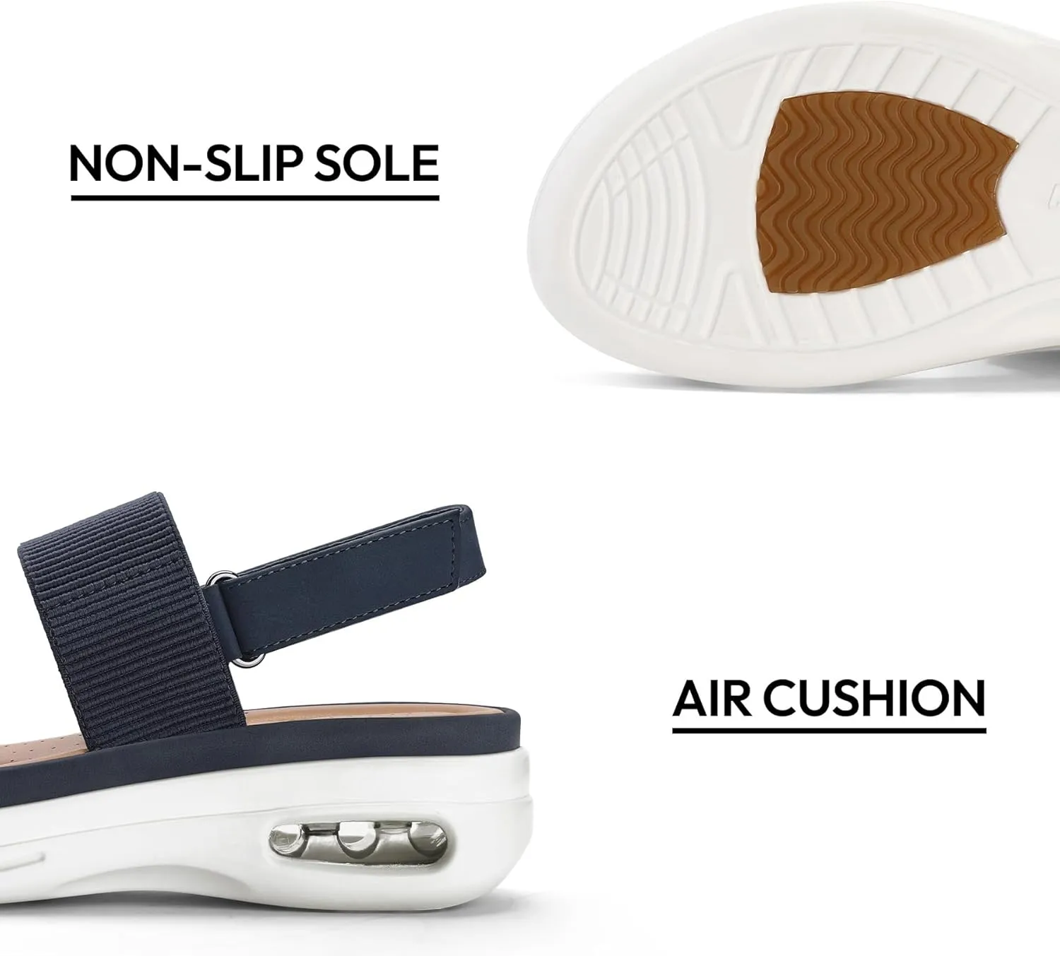 mysoft Women's Walking Sandals Comfortable Air Cushion Platform Elastic Ankle Strap Open Toe Ourdoor Summer Shoes