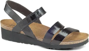 NAOT Kayla Women's Sandals – 3-Strap Support with Backstrap, Cork-Latex Footbed, Arch Support – Comfortable for All-Day Walking Black Patent Leather 6-6.5 N-M US