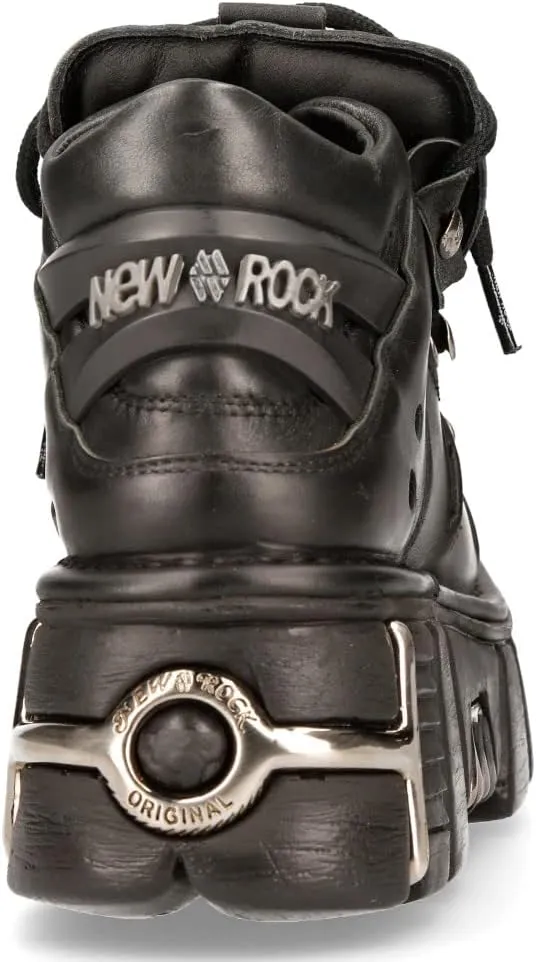 New Rock Newrock 106 S1 Unisex Metallic Black Classic Leather Biker Gothic Boots