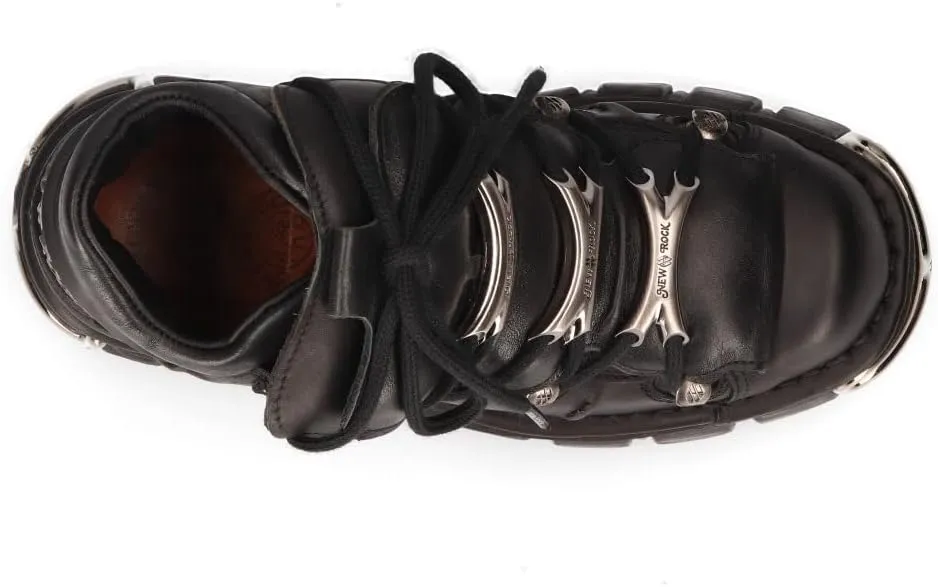 New Rock Newrock 106 S1 Unisex Metallic Black Classic Leather Biker Gothic Boots