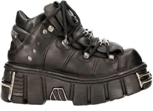 New Rock Newrock 106 S1 Unisex Metallic Black Classic Leather Biker Gothic Boots